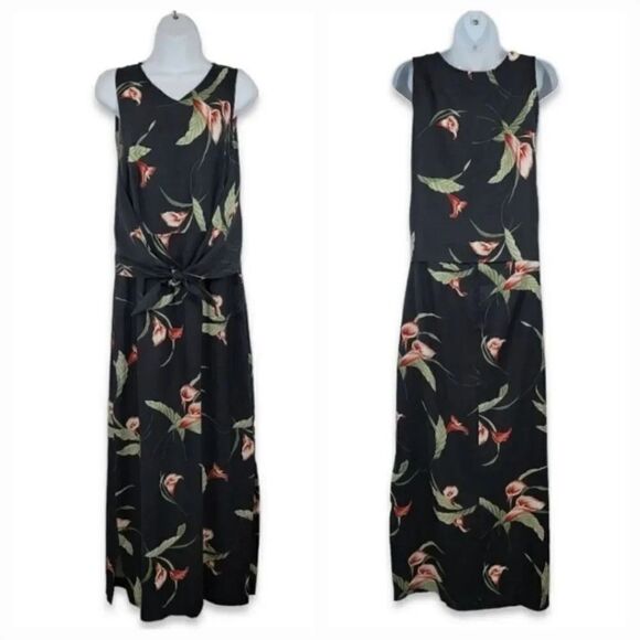 Vintage Tommy Bahama 100% Silk Floral Wrap Tie Front Maxi Dress Size Small - Picture 11 of 11